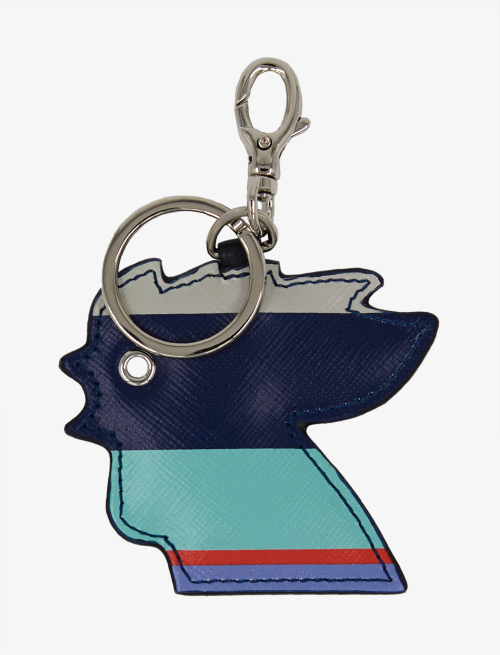 Unisex royal leather chicken-head keychain with multicoloured stripes - Small Leather goods | Gallo 1927 - Official Online Shop