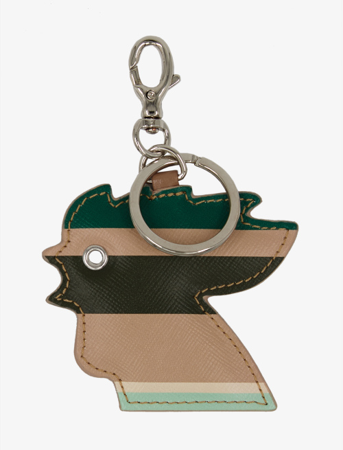 Unisex army leather chicken-head keychain with multicoloured stripes - Small Leather goods | Gallo 1927 - Official Online Shop