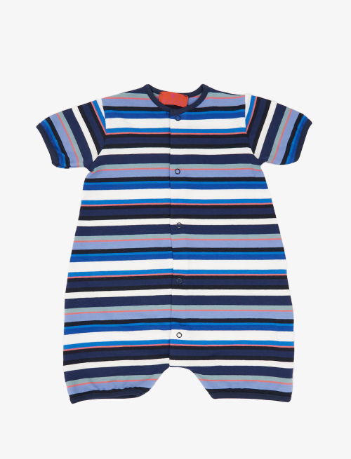 Kids' royal blue cotton romper with multicoloured stripes - Clothing | Gallo 1927 - Official Online Shop