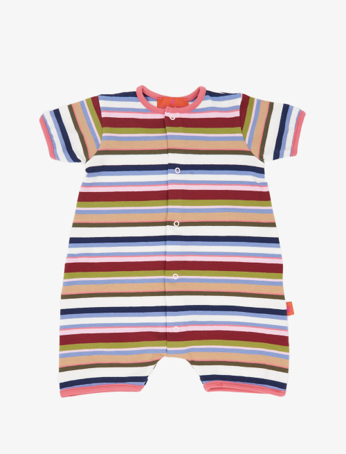 Kids' white cotton romper with multicoloured stripes - Clothing | Gallo 1927 - Official Online Shop