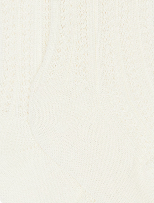 Kids' long plain white cotton socks with perforated vertical stripes | Gallo 1927 - Official Online Shop
