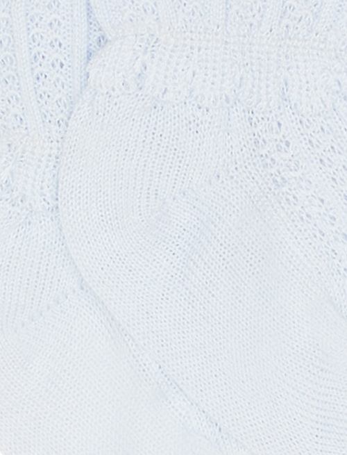 Kids short light blue cotton socks with cuff and vertical-striped scallop trim - Socks | Gallo 1927 - Official Online Shop