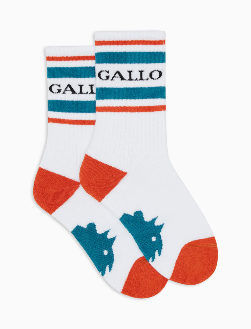 Kids' short white cotton terry cloth socks with Gallo writing - Kid | Gallo 1927 - Official Online Shop