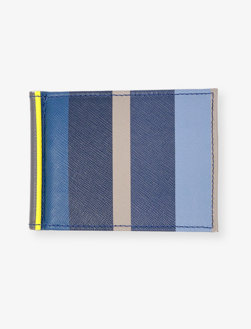 Men's blue leather wallet with multicoloured stripes - Small Leather goods | Gallo 1927 - Official Online Shop