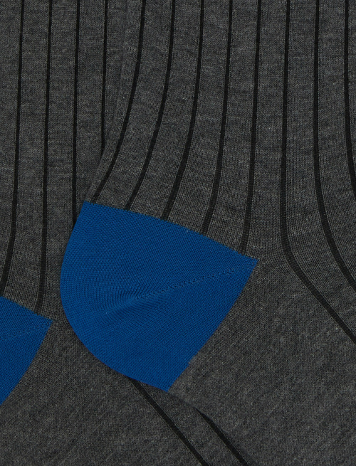 Men's long plain grey cotton socks with contrasting details - Man | Gallo 1927 - Official Online Shop