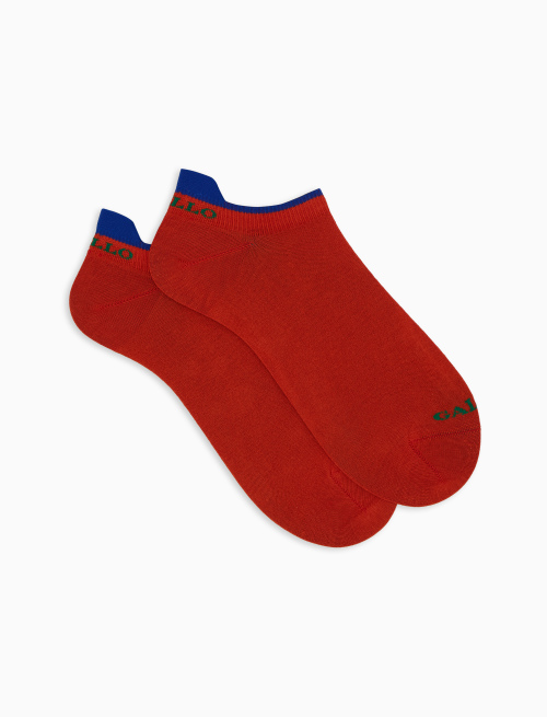 Men's plain orange cotton sneaker socks - Socks | Gallo 1927 - Official Online Shop