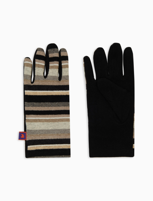 Men's black fleece gloves with multicoloured stripes - Black Friday | Gallo 1927 - Official Online Shop
