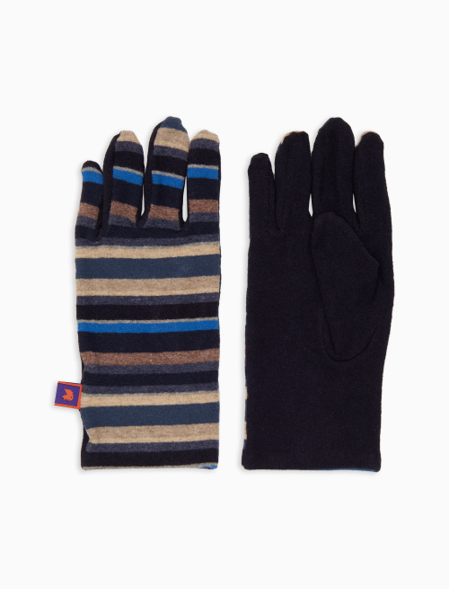 Men's blue fleece gloves with multicoloured stripes - Other | Gallo 1927 - Official Online Shop