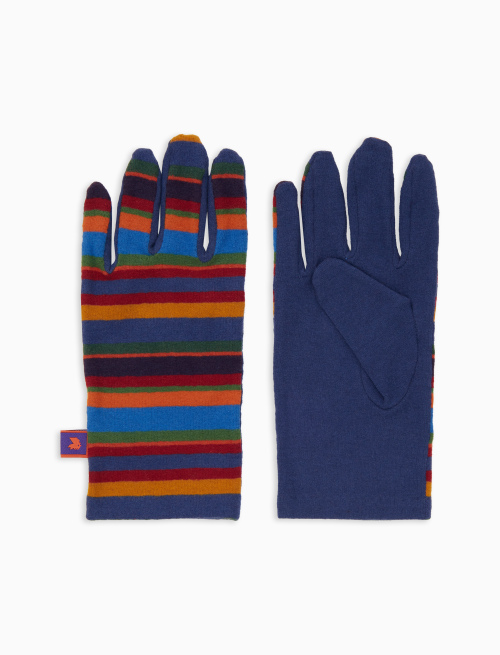 Men's blue fleece gloves with multicoloured stripes - Other | Gallo 1927 - Official Online Shop