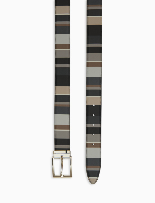 Men's black length-adjustable leather belt with multicoloured stripes - Small Leather Goods | Gallo 1927 - Official Online Shop