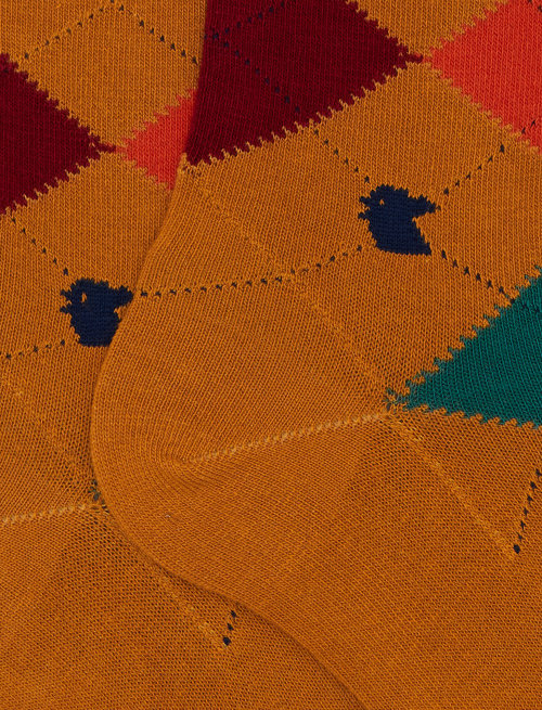 Women's long brown cotton socks with inlay motif - Socks | Gallo 1927 - Official Online Shop