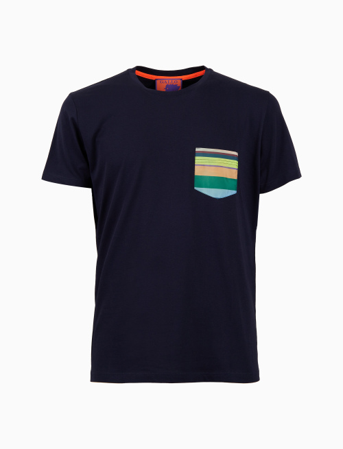 T-shirt uomo cotone tinta unita e taschino multicolor blu - T-Shirts | Gallo 1927 - Official Online Shop