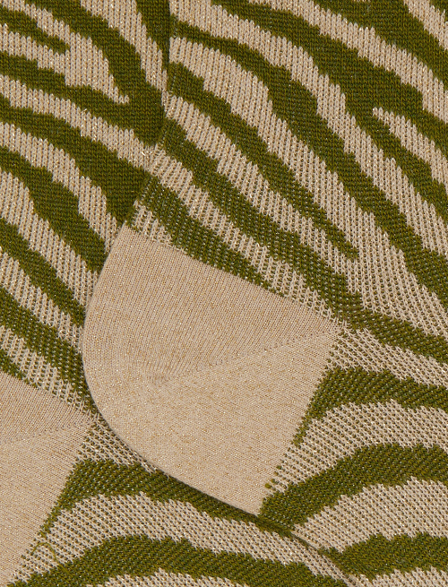 Women's short green zebra-patterned glitter and cotton socks - New In | Gallo 1927 - Official Online Shop
