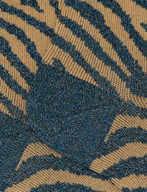 Women's short blue zebra-patterned glitter and cotton socks - New In | Gallo 1927 - Official Online Shop