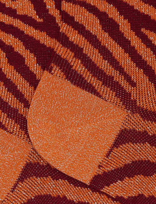 Women's short orange zebra-patterned glitter and cotton socks - New In | Gallo 1927 - Official Online Shop