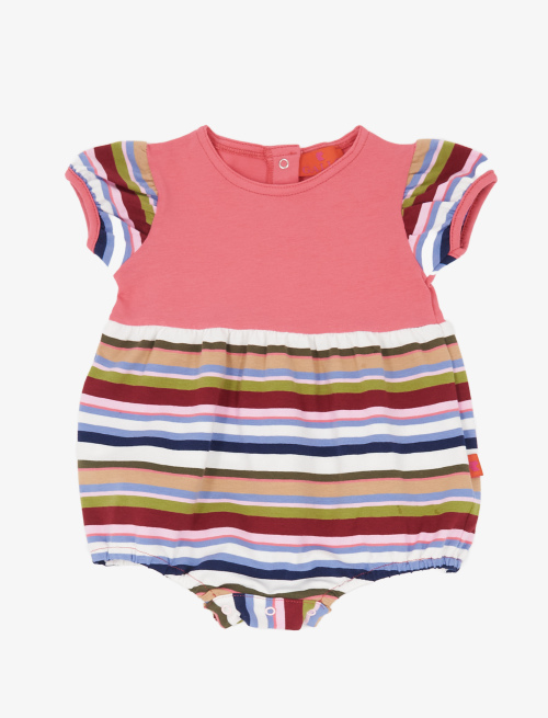 Kids' puffed white cotton romper with multicoloured stripes - Clothing | Gallo 1927 - Official Online Shop