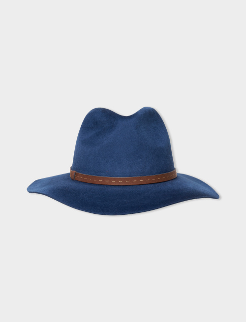 Women's wide-brimmed hat in plain royal wool/pony hair - First Selection | Gallo 1927 - Official Online Shop