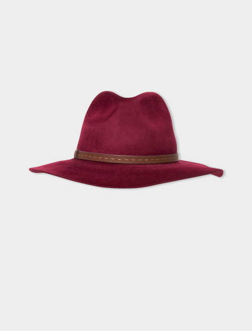 Women's wide-brimmed hat in plain blackberry wool/pony hair - First Selection | Gallo 1927 - Official Online Shop