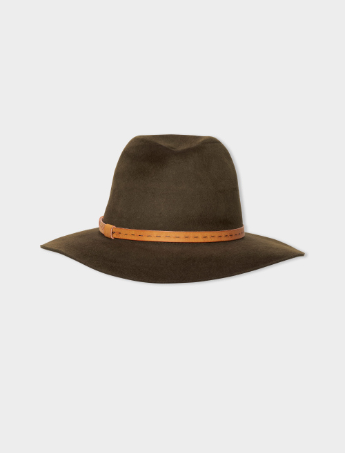 Women's wide-brimmed hat in plain army wool/pony hair - First Selection | Gallo 1927 - Official Online Shop