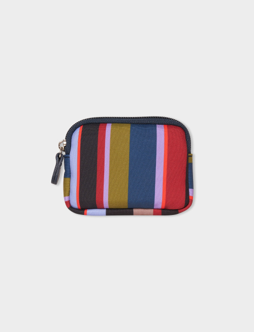Small unisex pouch in blue polyester with multicoloured stripes - Small Leather goods | Gallo 1927 - Official Online Shop