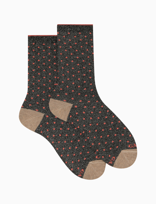 Women's short black cotton and lurex socks with polka dots - Polka Dot | Gallo 1927 - Official Online Shop