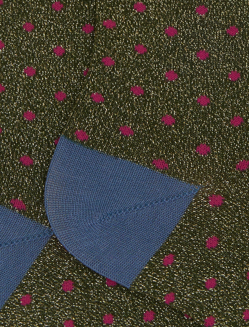 Women's short green cotton and glitter socks with polka dots - Socks | Gallo 1927 - Official Online Shop