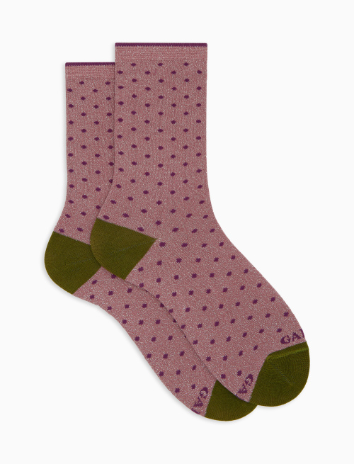 Women's short pink cotton and glitter socks with polka dots - Woman | Gallo 1927 - Official Online Shop