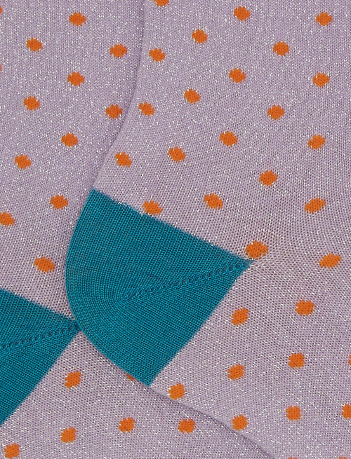 Women's short purple cotton and lurex socks with polka dot pattern - Socks | Gallo 1927 - Official Online Shop