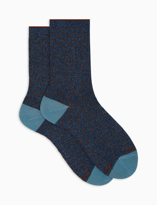 Women's short blue cotton and glitter socks with polka dots - Woman | Gallo 1927 - Official Online Shop