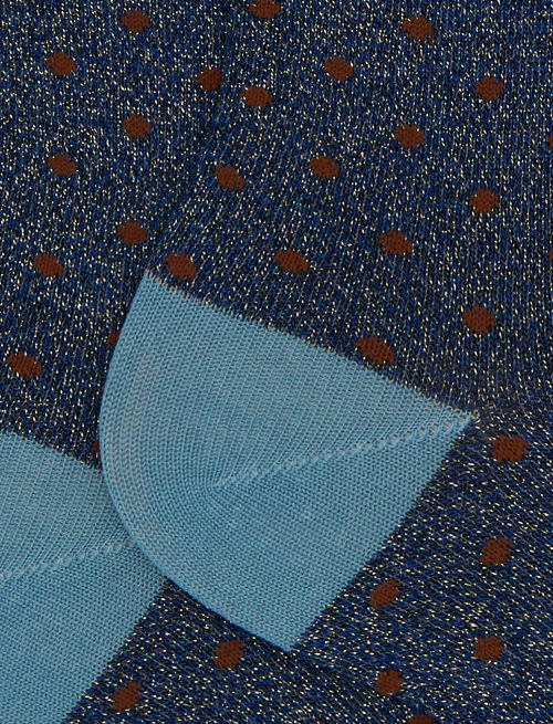 Women's short blue cotton and glitter socks with polka dots - Socks | Gallo 1927 - Official Online Shop