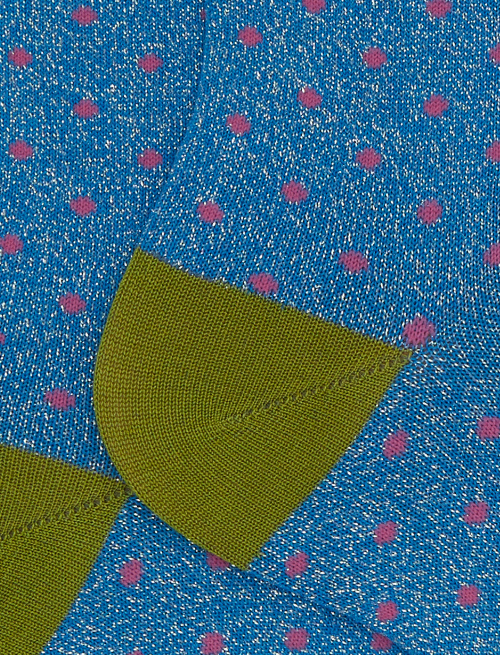 Women's short blue cotton and lurex socks with polka dot pattern - Socks | Gallo 1927 - Official Online Shop