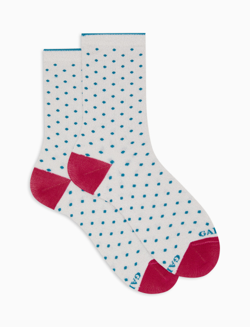 Women's short white cotton and glitter socks with polka dot pattern - Short | Gallo 1927 - Official Online Shop