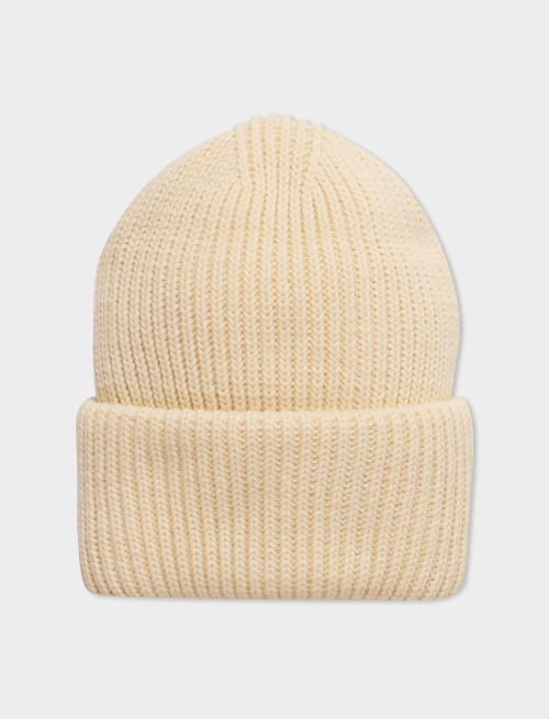 Unisex ribbed beanie in plain cream acrylic - Accessories | Gallo 1927 - Official Online Shop