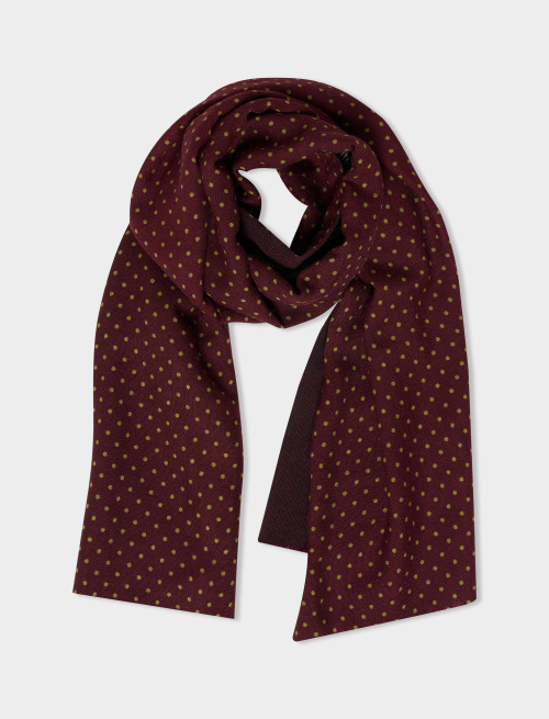 Reversible unisex burgundy wool scarf with polka dots and stripes - Accessories | Gallo 1927 - Official Online Shop