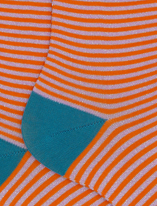 Women's short purple cotton and lurex socks with lurex Windsor stripes - Socks | Gallo 1927 - Official Online Shop