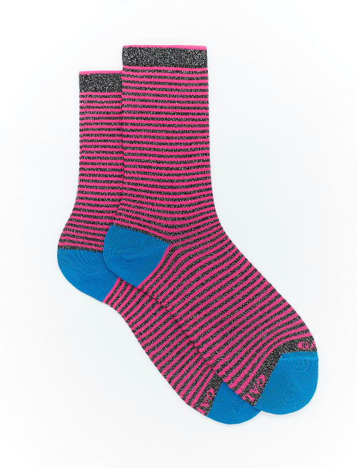 Women's short black cotton and lurex socks with Windsor stripes - The timeless Elegance | Gallo 1927 - Official Online Shop