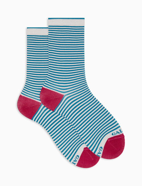 Women's short white cotton and glitter socks with Windsor stripes - TEST | Gallo 1927 - Official Online Shop