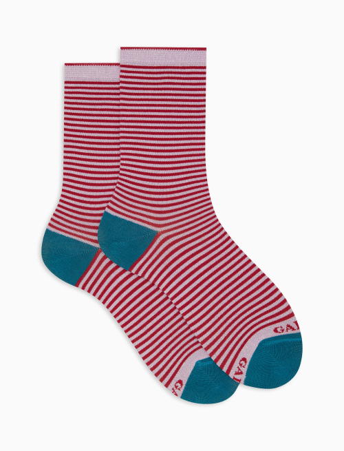 Women's short purple cotton and glitter socks with Windsor stripes - Short | Gallo 1927 - Official Online Shop