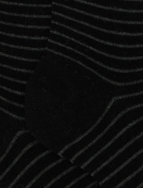 Women's long black angora socks with two-tone stripes - The SS Edition | Gallo 1927 - Official Online Shop