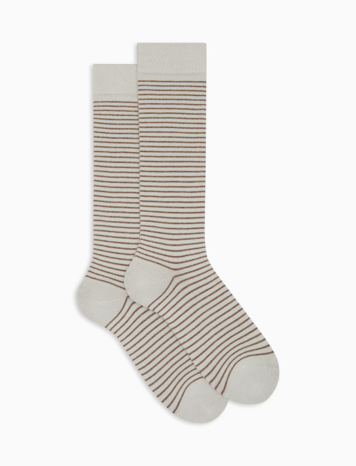Women's long white angora socks with two-tone stripes - The SS Edition | Gallo 1927 - Official Online Shop