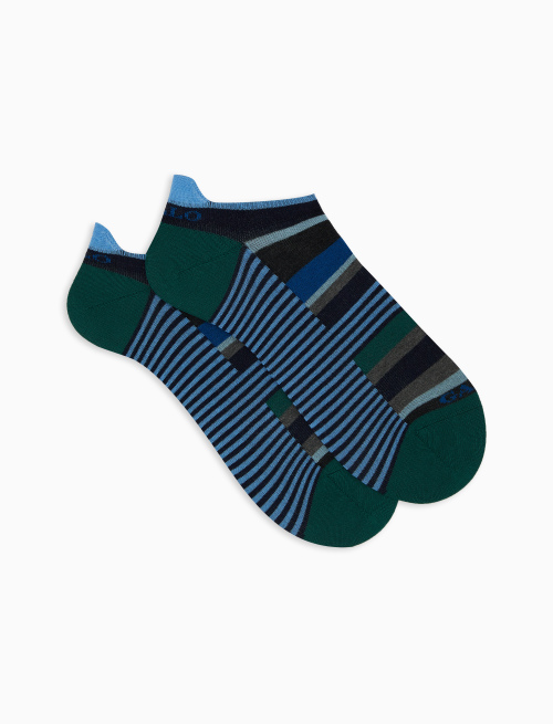 Men's light blue cotton sneakers with multicoloured and Windsor stripes - Socks | Gallo 1927 - Official Online Shop