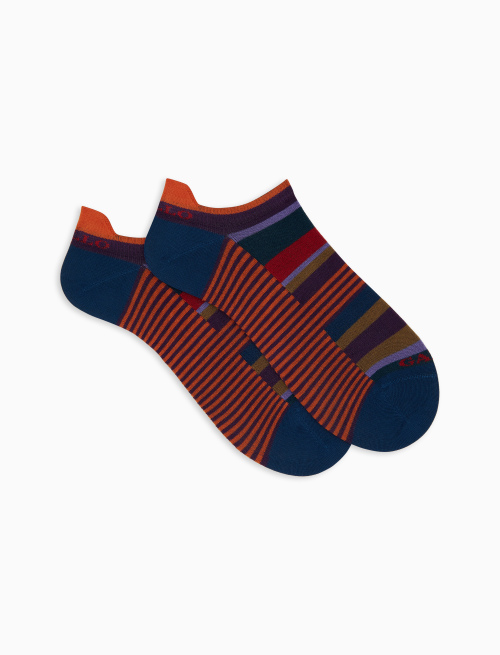 Men's purple cotton sneakers with multicoloured and Windsor stripes - Invisible | Gallo 1927 - Official Online Shop