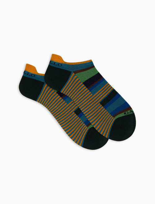 Men's light blue cotton sneakers with multicoloured and Windsor stripes - Invisible | Gallo 1927 - Official Online Shop