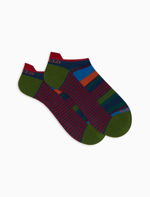 Men's light blue cotton sneakers with multicoloured and Windsor stripes - Invisible | Gallo 1927 - Official Online Shop