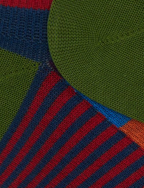 Women's light blue cotton sneakers with multicoloured and Windsor stripes - Socks | Gallo 1927 - Official Online Shop