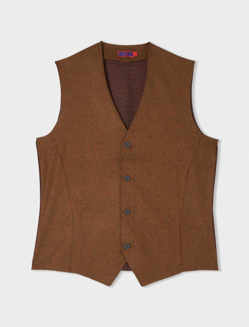 Men's army polyester and cotton vest with herringbone motif - Clothing | Gallo 1927 - Official Online Shop