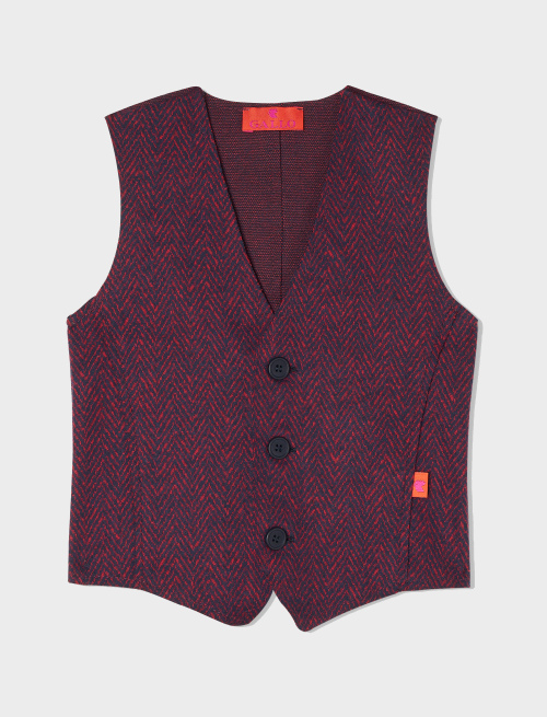 Kids' royal polyester and cotton vest with herringbone motif - past season 51 | Gallo 1927 - Official Online Shop