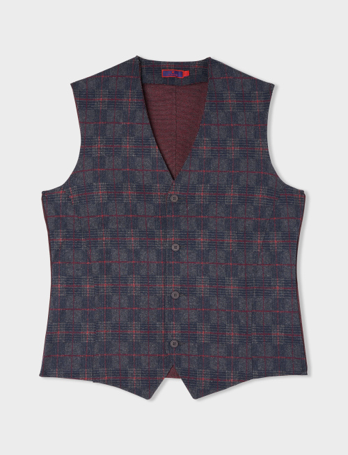 Men's royal polyester and cotton vest with Scottish tartan motif - Clothing | Gallo 1927 - Official Online Shop