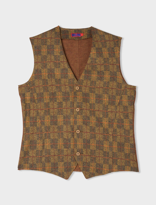 Men's mustard polyester and cotton vest with Scottish tartan motif - Clothing | Gallo 1927 - Official Online Shop