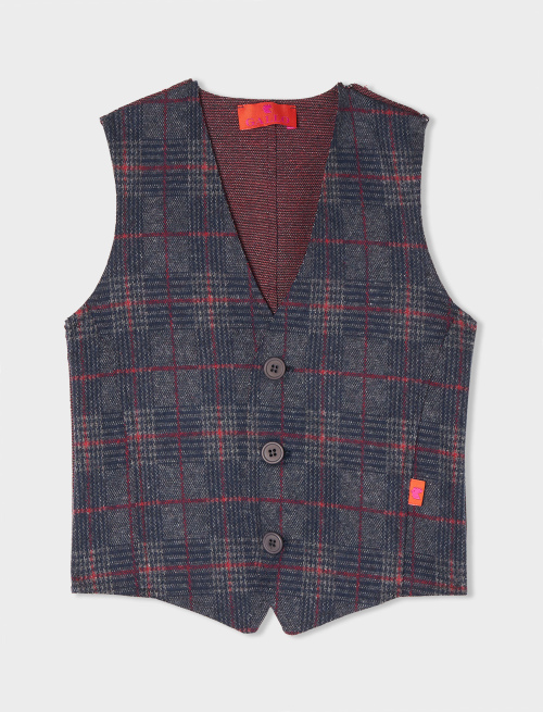 Kids' royal polyester and cotton vest with Scottish tartan motif - past season 51 | Gallo 1927 - Official Online Shop